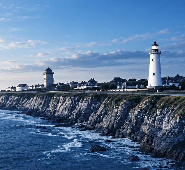 Coastal lighthouse and landscape